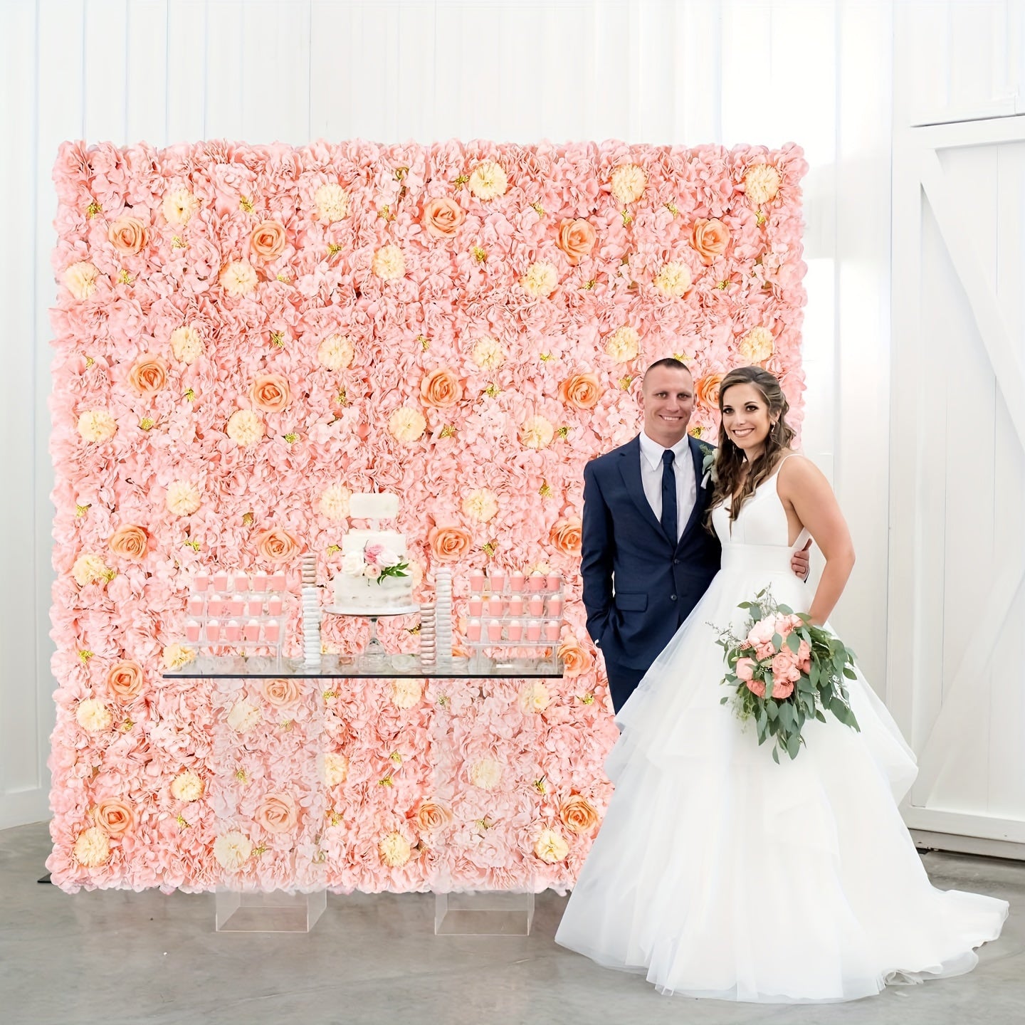 12pcs Pink Rose Floral Backdrop, 15x15 Inches - Elegant Polyester Photography Background for Weddings, Bridal Showers, Birthday Parties, and Romantic Celebrations, Party Backdrop | Elegant Event Backdrop | Blush Wedding Roses